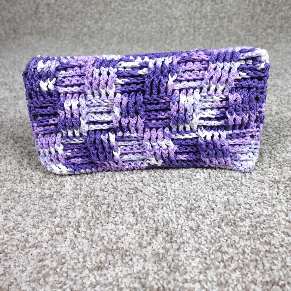 Handmade Purple Variegated Crochet Reusable Mop Cover Basketweave Cotton Swiffer
